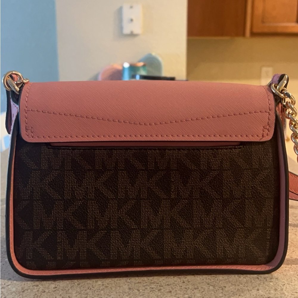 NWT Micheal Kors Pink & Brown Crossbody - Picture 3 of 11